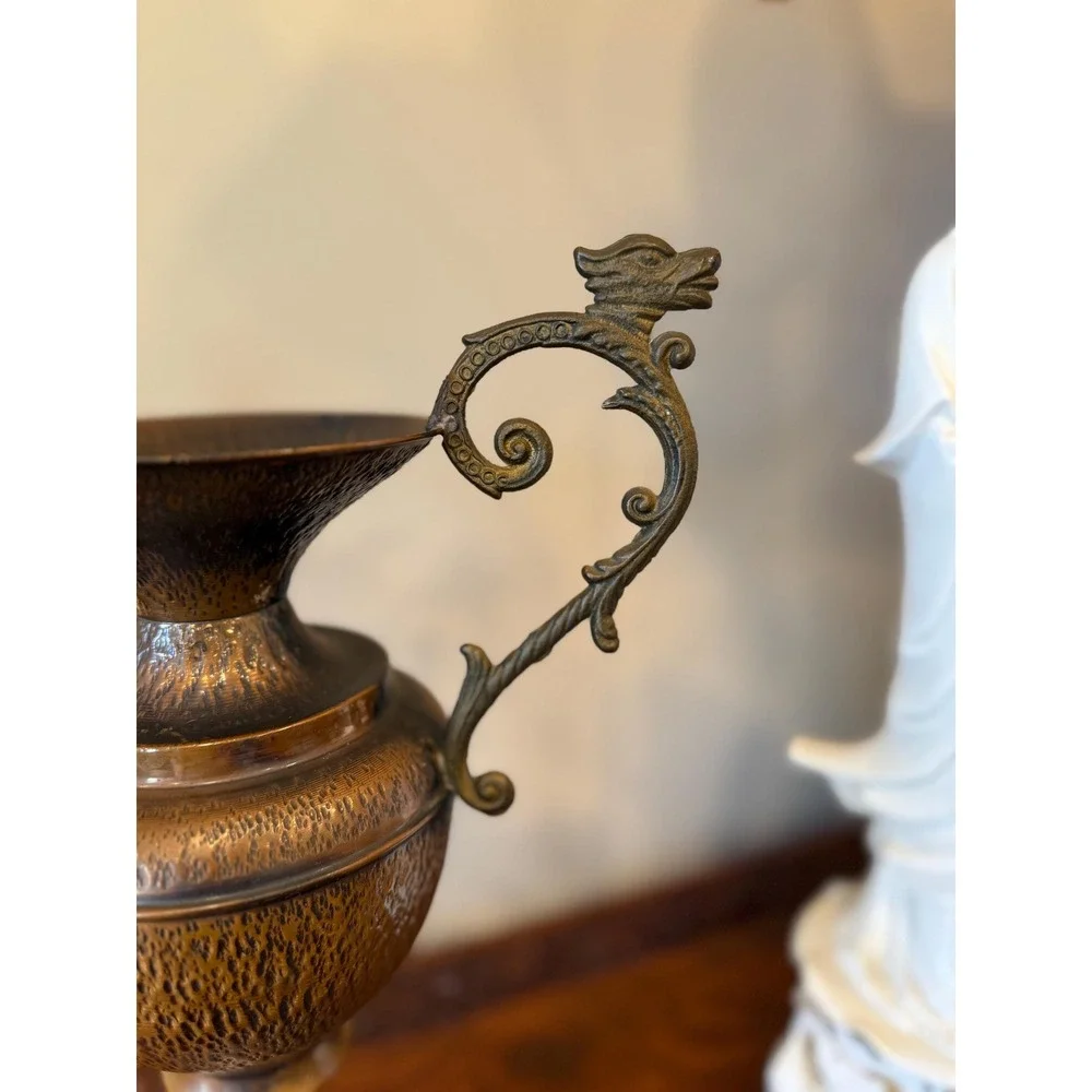 Vintage Italian Copper Urn Vase with Griffin‎ Handles